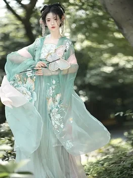 Женское платье Hanfu, традиционный костюм для косплея китайской династии Тан, Древняя одежда, 4 шт., платье для сценических танцев