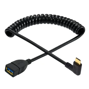 Позолоченная телескопическая пружина USB A-C OTG кабель для передачи данных type-c интерфейс к USB 3.0 женский кабель для подключения планшета, 1,5 м
