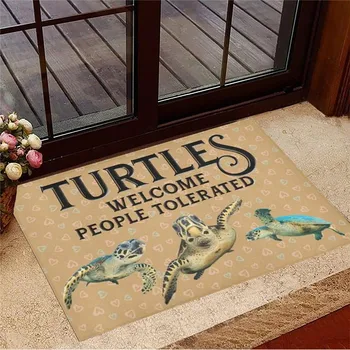 Черепахи HX Приветствуют Терпимых Людей, Коврики Для Пола, Модные Фланелевые Ковры С 3D Принтом, Коврики для Пола в помещении, Подарки для Любителей Черепах