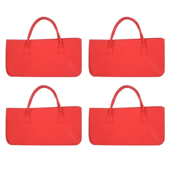 4-кратный войлочный кошелек, войлочная сумка для хранения, повседневная сумка для покупок большой емкости - красный