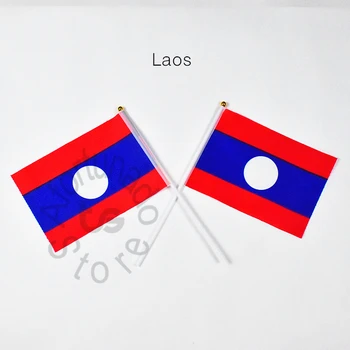 Баннер с флагом Лаоса 14 * 21 см, размахивающий национальным флагом, украшение для дома, баннер с флагом