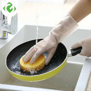 Полупрозрачные бытовые перчатки для мытья посуды пвх кухонные перчатки для стирки в ванной комнате прочные нескользящие водонепроницаемые перчатки для работы по дому Резиновые