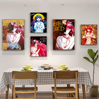 Плакат Японского аниме Elfen Lied, аниме-плакаты, Липкий Винтажный декор для домашнего бара, кафе, Кавайный Декор для комнаты