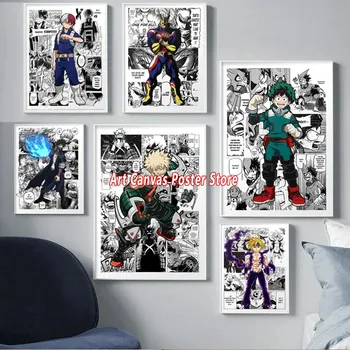 Плакат My Hero Academia, японское аниме, манга, персонажи мультфильмов, настенное искусство, холст, живопись, домашний декор комнаты для мальчиков, фотографии Куадроса