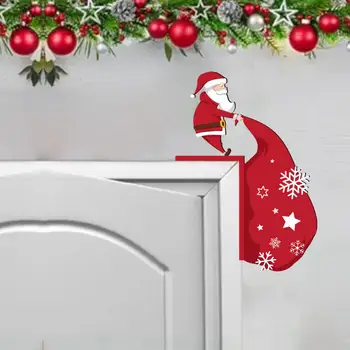 Наклейки на дверь Санта-Клауса, Рождественские украшения, Праздничный Рождественский домашний декор, Мультяшный подарочный пакет Санта-Клауса, стена для комнаты