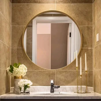 Домашнее круглое зеркало для макияжа из кованого железа, изготовленное на заказ в отеле, простое зеркало для ванной комнаты, влагостойкое и противообрастающее