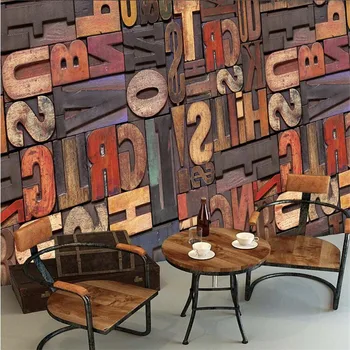 beibehang Высококачественные 3D стереоскопические деревянные обои с алфавитом Кафе-бар обои фреска papel de parede para sala estar