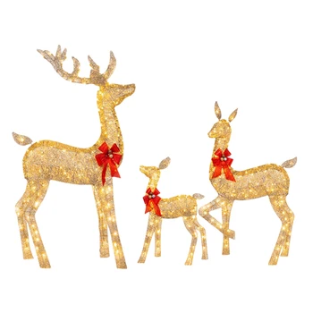 Рождественское украшение с оленями с подсветкой, плоские дизайнерские украшения со светодиодной подсветкой, олени для зимнего наружного оформления