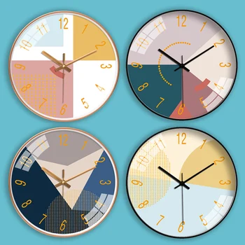 Креативные карманные часы с круглыми часами без звука, современная цветная вставка в гостиной, простые домашние кварцевые часы с атмосферой