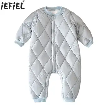 Зимний комбинезон для новорожденных, теплое боди, комбинезон с длинным рукавом и флисовой подкладкой, термоодежда, плотный комбинезон для отдыха, повседневная одежда