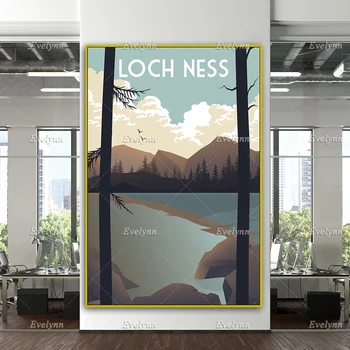 Плакат о путешествиях по Лох-Нессу, Принт о путешествиях по Лох-Нессу, Принт о путешествиях по Шотландии, Плакат о Шотландии, Подарок для домашнего декора, Настенные принты на холсте