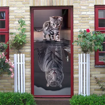 Обои для кошачьей двери, самоклеящиеся Водонепроницаемые съемные обои, настенная роспись, наклейка, дизайн дома, Цветочная улица, автоколонна porte