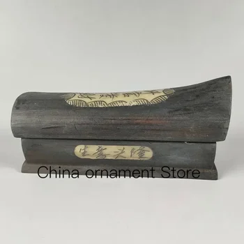 Изысканное китайское классическое украшение ручной работы в старинном стиле, черное дерево, мини-шкатулка для драгоценностей с благоприятными словами (случайное слово)