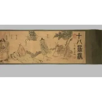 Старинная китайская роспись на шелковой бумаге, буддийская роспись свитков Восемнадцати архатов