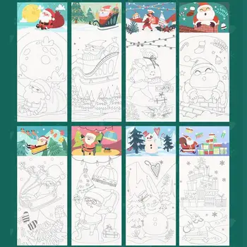 Рождественская карманная книжка для акварели, мини-книжка-раскраска для акварели с пигментами и кистью, детские развлечения и акварель