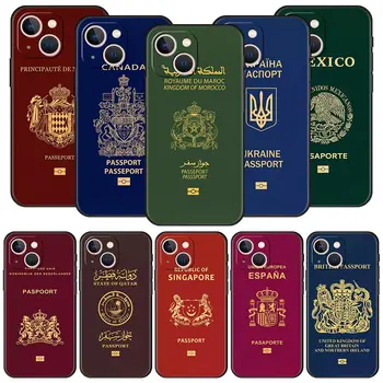 Паспорт Марокко Украина Для iPhone 11 12 13 15 14 Pro Max Чехол для телефона X XR XS 7 8 Plus SE 2020 Роскошный черный мягкий чехол Funda