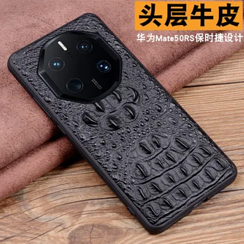 Новый Роскошный Чехол Для Телефона из Натуральной Кожи с 3d Крокодиловой Головой Для Huawei Mate 50 Mate50 Rs 50e Pro Cover Cases