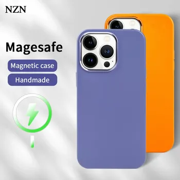 Для Magsafe Case iphone 13 Pro Max Кожаный Чехол Магнитный для Funda Iphone13Pro 12 Чехлов С Полным покрытием Задней Панели Carcasa