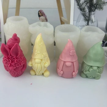 Силиконовая форма Gnome Безликие формы для карликовых свечей Карликовая свеча Фестиваль DIY Рождественские духи Каменная Эпоксидная форма Рождественский челночный корабль