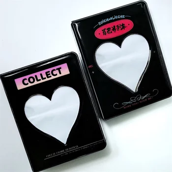 Ins Классный Черный Фотоальбом 3-дюймовый Держатель для фотокарточек в форме сердца, альбом для хранения фотографий Kpop Star Chaser Idol
