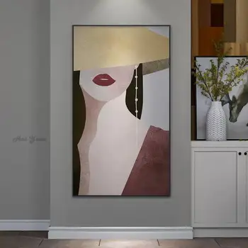 Абстрактные картины Лица рисование от руки эстетика без рамок Декор комнат 3D Красивая девушка тело Холст настенное искусство современные картины