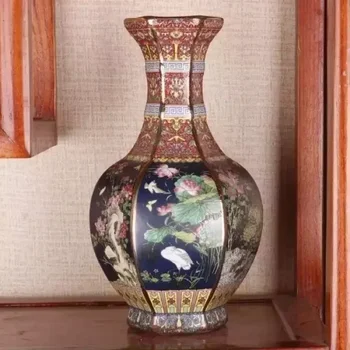 Керамическая ваза 26 см для украшения гостиной, эмалированный фарфор, антикварная коллекция предметов домашнего обихода