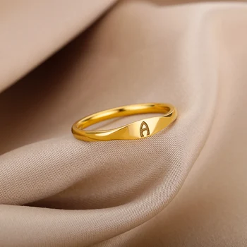 Крошечные кольца с начальными буквами для женщин, Тонкое кольцо на палец из нержавеющей стали, тренд 2022 года, свадебные эстетические украшения с алфавитом Az