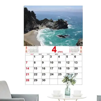 Настенный календарь 2024 2024 Природные Пейзажи Календарь путешествий Портативные Фотографии природы Ежемесячные настенные календари для стены кабинета