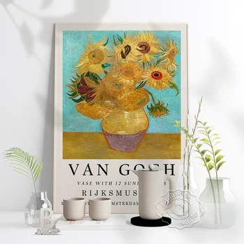 Выставочный плакат Ван Гога Подсолнухи Цветочный Настенный художественный декор Пейзажи Природа Художественная печать Винтажная картина на холсте Идея подарка