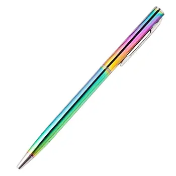 Офисные принадлежности радужного цвета, металлическая шариковая ручка из нержавеющей стали, рекламные ручки, шариковая ручка, канцелярские принадлежности для студентов
